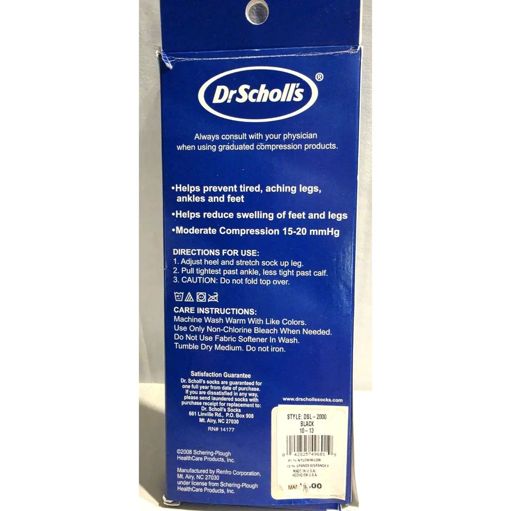 Dr. Scholl's For Her Graduated Compression Black Knee Highs Size Large
